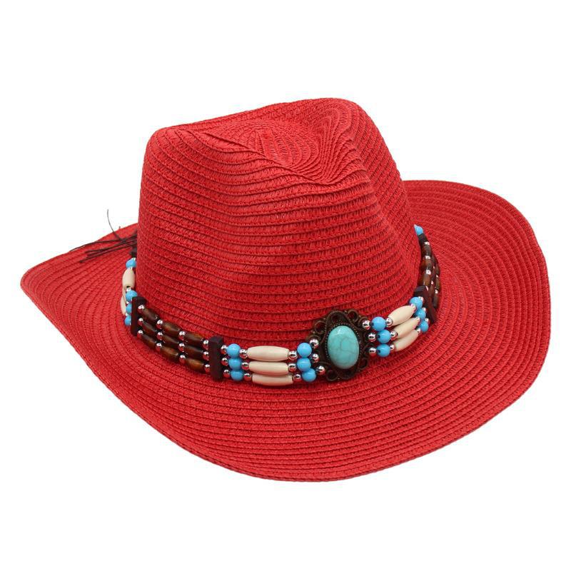 Spring And Summer Sanya Beach Hat Seaside Western Cowboy Straw Hat Ethnic Style Sun Protection Visor Jazz Hat Breathable