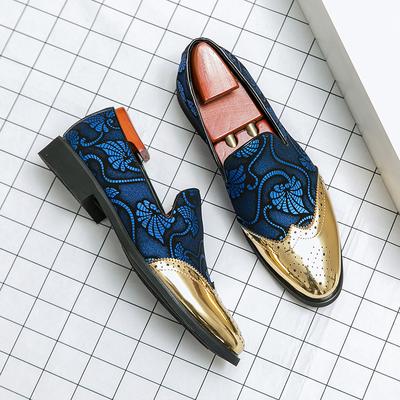 Scarpe Eleganti da Uomo in Pelle per Uomo Classiche da Gentleman Matrimonio Ballo di Fine Anno Scarpe di Lusso Britanniche Oro Blu Motivo Nazionale Oxford Hombre