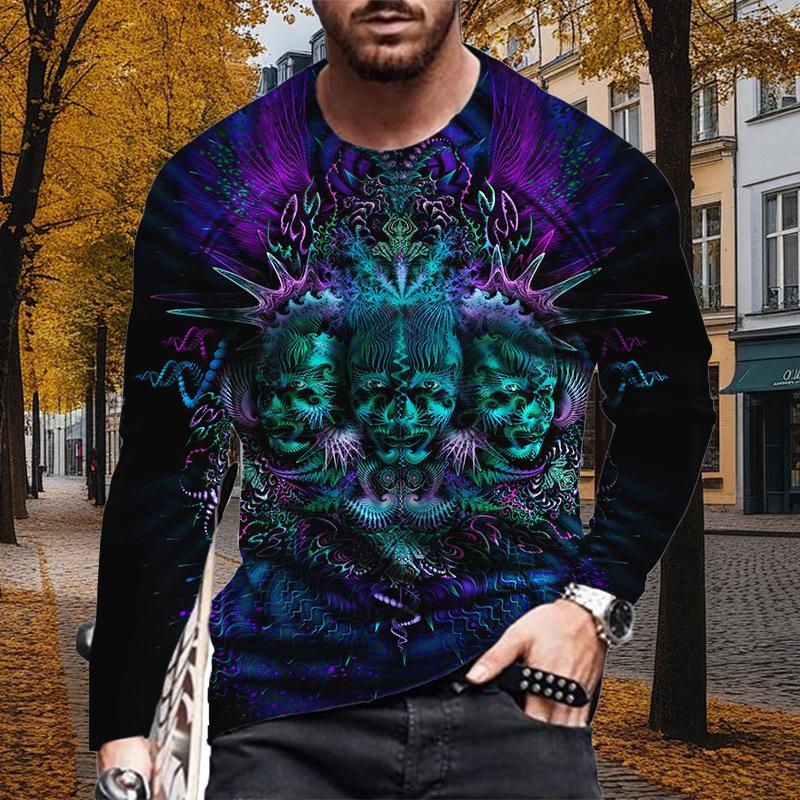 

Новые мужские футболки с принтом 3D Magical World, футболки с длинным рукавом и круглым вырезом, повседневные пуловеры, мужская одежда больших размеров 8XL зелёный