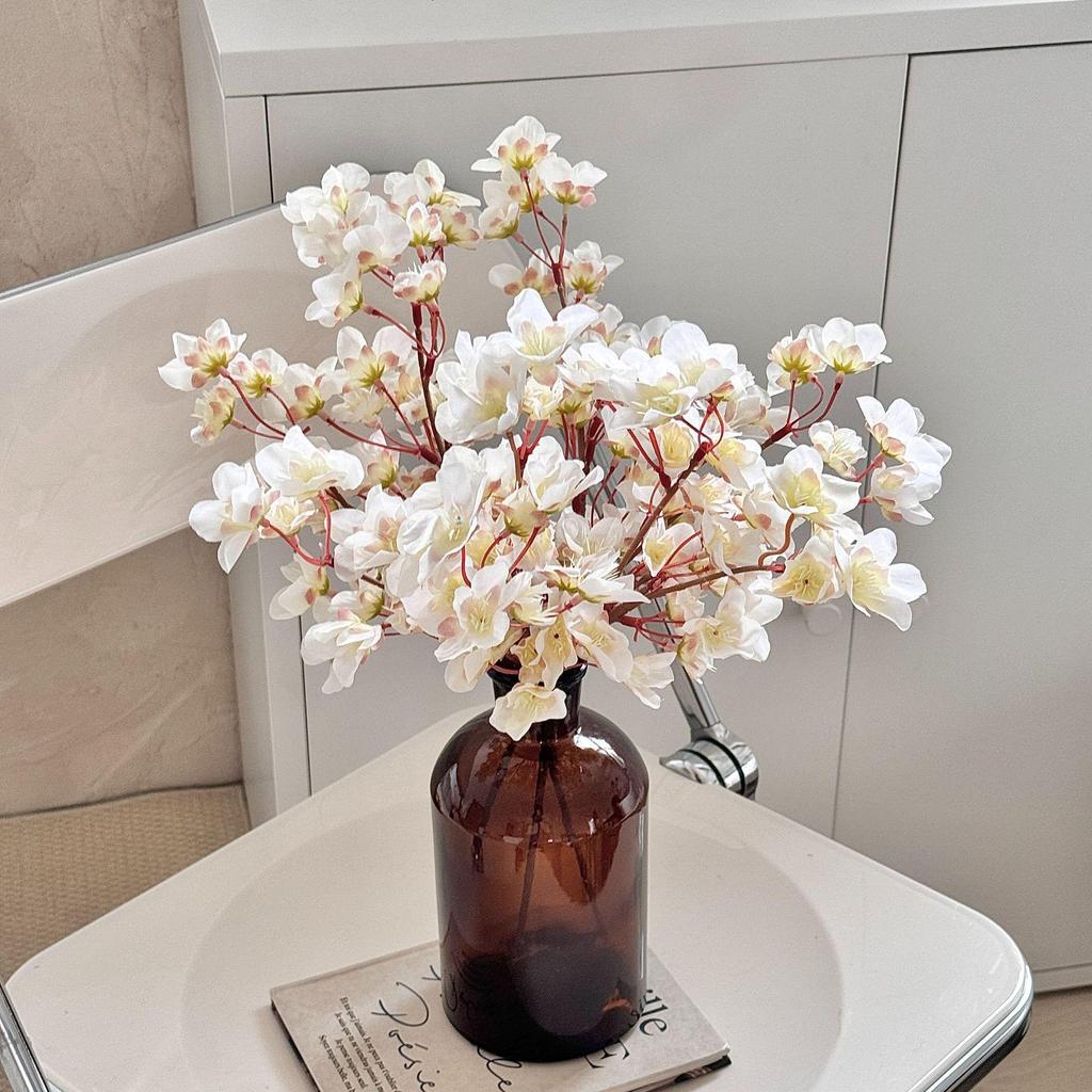 Peach Blossom Artificial Cherry Blossom Home Decoration, 40cm Short Stem Fake Flower Ornament