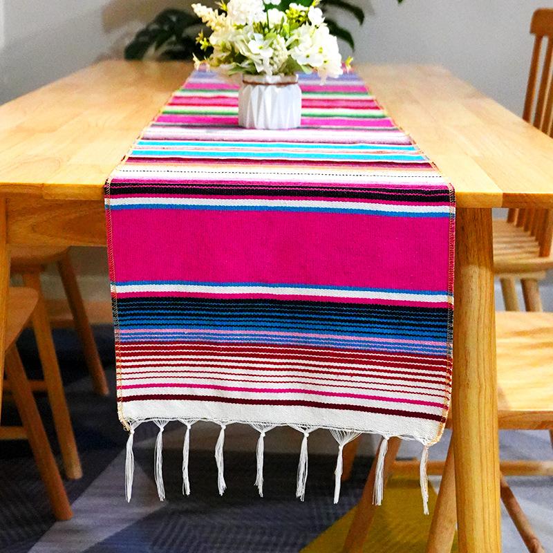 Mexican table flag blanket party tablecloth woven tablecloth fringed blanket Mexican tablecloth striped blanket