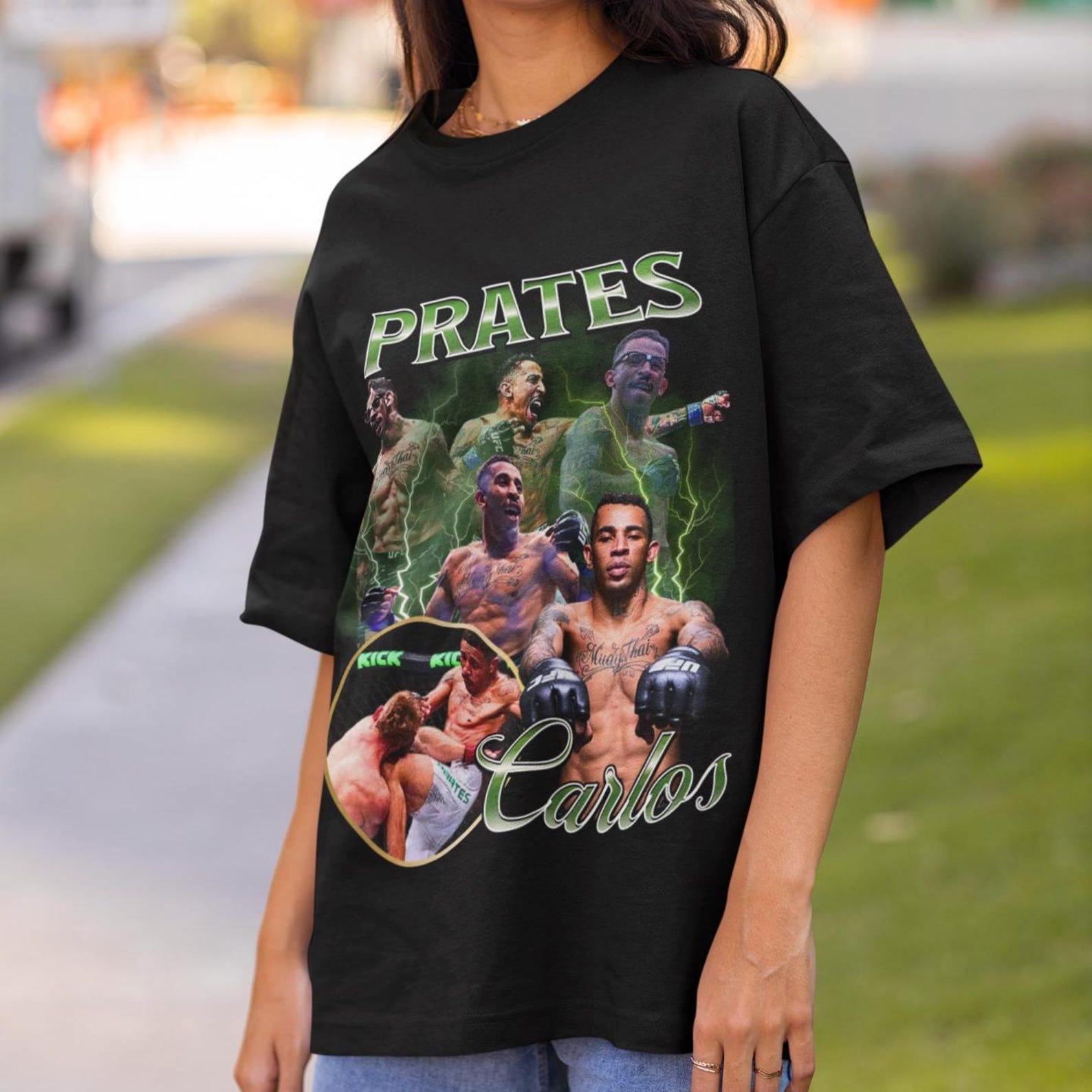 Carlos Prates Vintage 90s Graphic Style Fighting Nerds T-Shirt Retro Bootleg T-Shirt Oversized Sport Tee UFC T-Shirt Brazil Shirt Champ 2XL