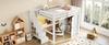 140x200 Loft Bed with Desk and Shelf, Wardrobe, Storage Stairs, USB and LED Lights, White