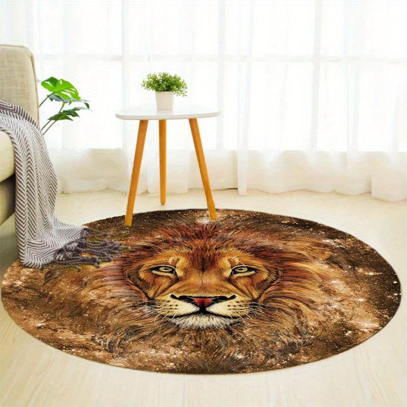 Lion Round Rug Nonslip Area Rug Office Chair Mat Carpet Perfect For Bedroom Living Room Office Easy Clean Aesthetic Home Decor