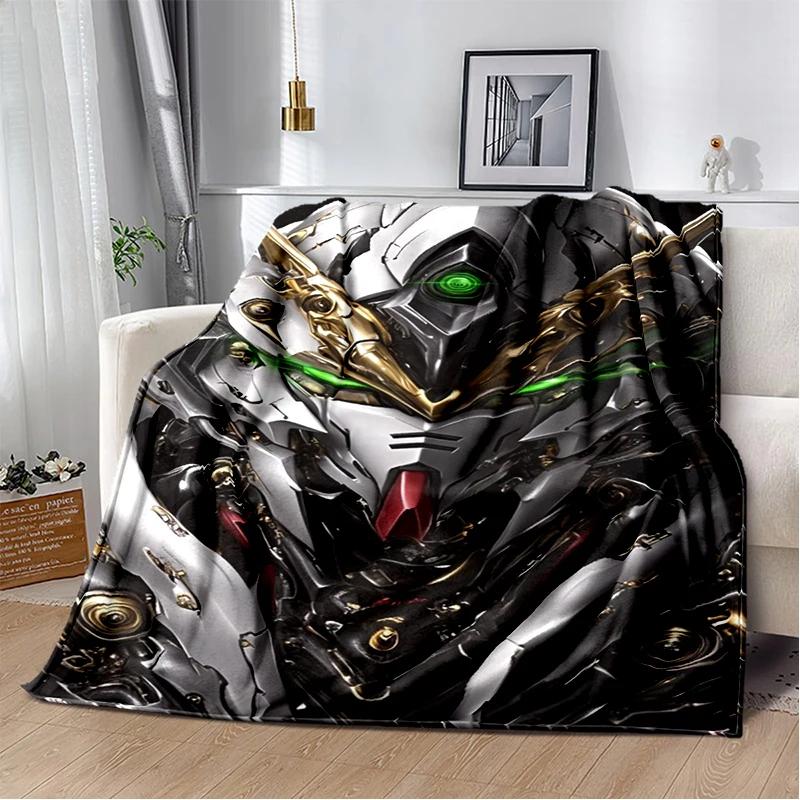 HD Robot GUNDAM Cartoon Soft Flannel Blanket for Bed Bedroom Sofa Picnic,Throw Blanket for Cover Office Christmas Gift Kids