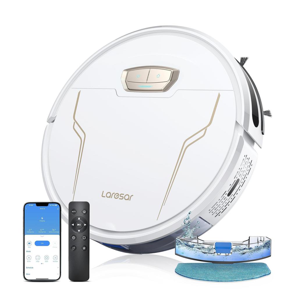 Laresar 3s Roboter Staubsauger Wischmopp 4000Pa Smart APP Steuerung Intelligent Geplant für Hausbodenwaschen Teppich Tierhaarentfernung