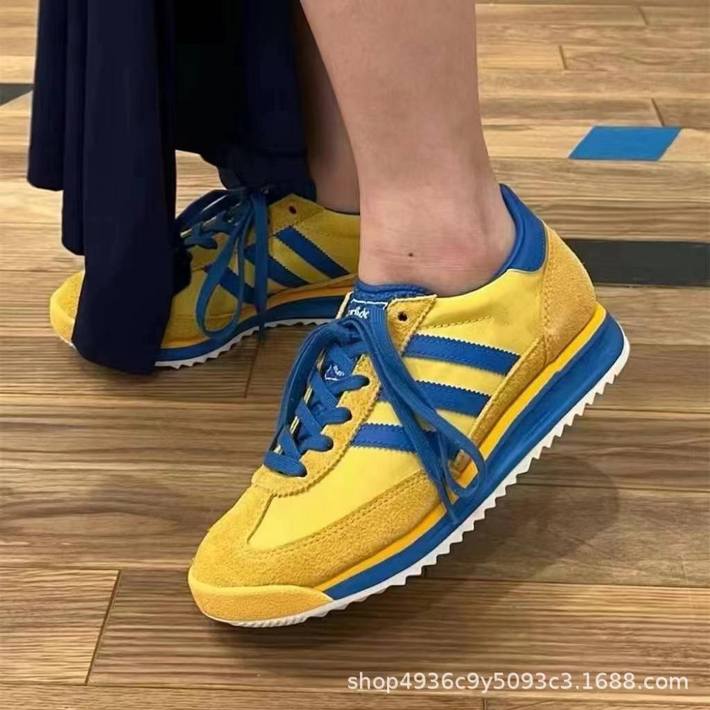 

2025 European leather heightening retro German training shoes women s summer breathable flat-bottomed single shoes sports Forrest Gump board candy col 35 жовтий