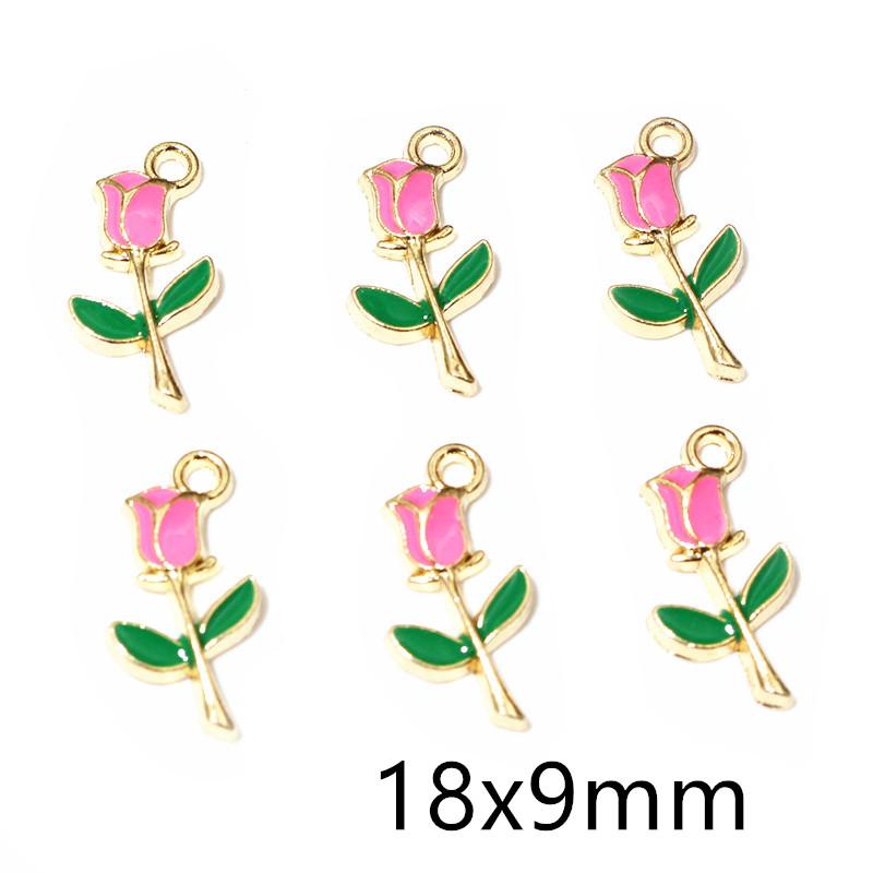 20Pcs 5Color 10x13MM Alloy Metal Drop Oil Colorblock Daisies Charm Flower Plant Pendant For DIY Bracelet Necklace Jewelry Making