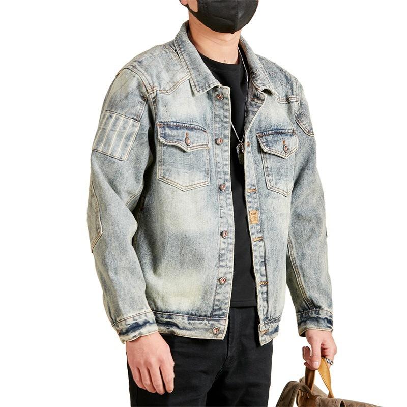 Old-made Washing Denim Jacket Men's New Trendy and Handsome Work Clothes Loose Jacket
