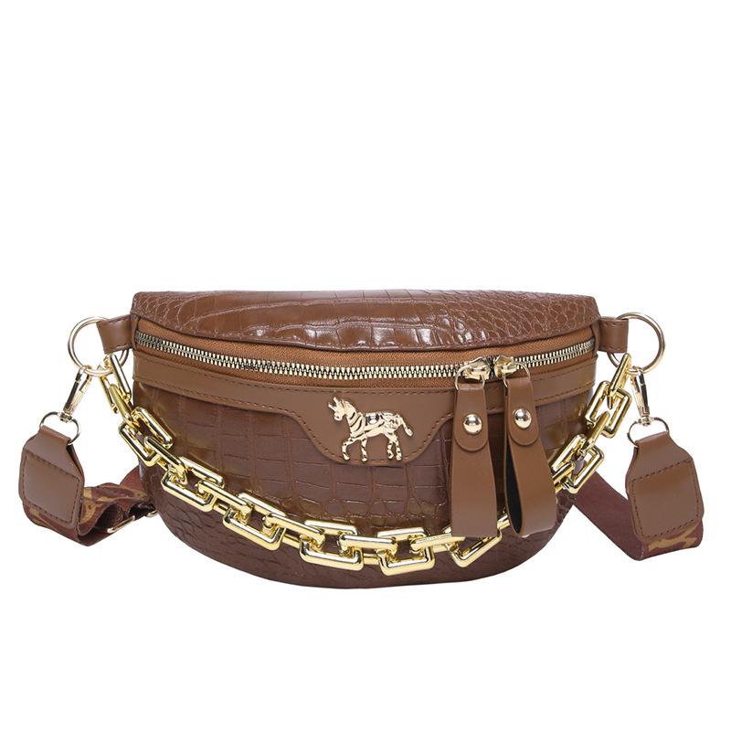 Thick Chain Women's Waist Bag Fanny Pack Fashion Shoulder Crossbody Chest Bags Female Belt Bag Crocodile Shoulder Bag