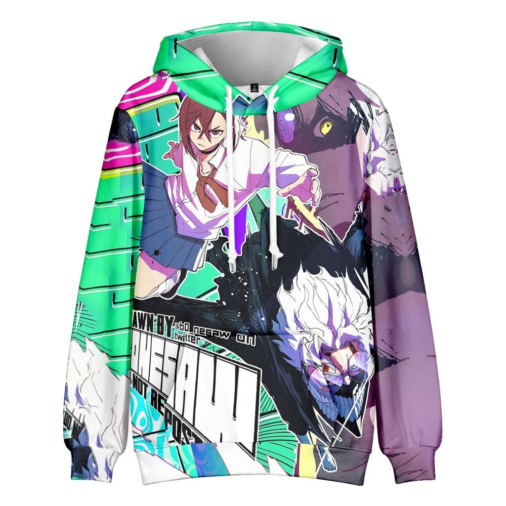 DAN DA DAN Anime Hoodie Tie Dye Hoodie Streetwear Cartoon Printed Hooded Sweatshirt Men Women Cosplay Sports Pullovers