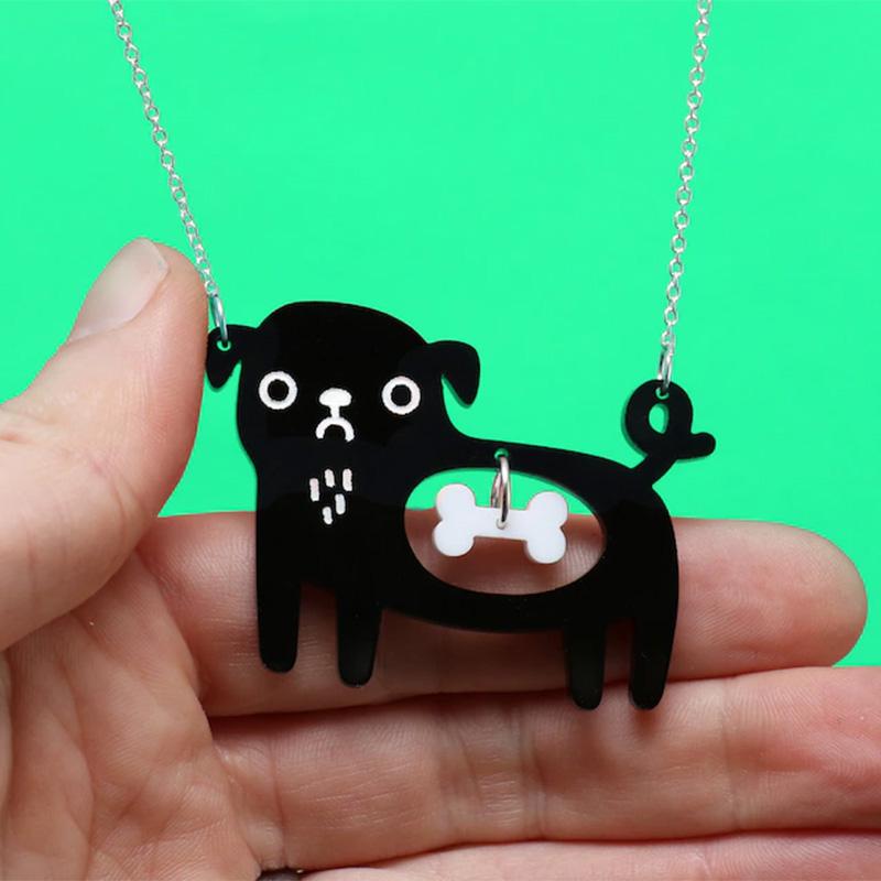 

Cute Acrylic Black Cat And Fish Pendant Necklace Kawaii Pet Dog Necklaces For Women Girls Jewelry Gifts