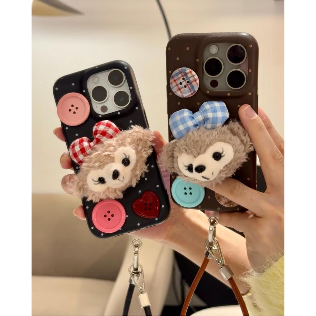 כיסוי הטלפון הפלאפי מצויר דאפי הדוב מתאים לאייפון 16 פרו עם שרוך ולאייפון 15 כיסוי מלא