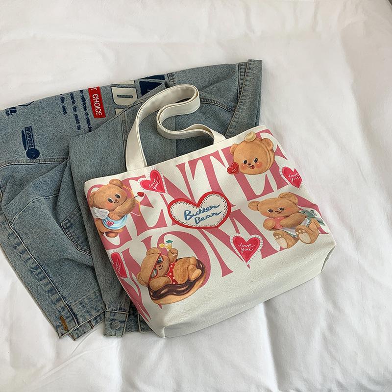 Large Capacity Canvas Bag Women's 2025 New College Student Shoulder Bag Class Simple Book Commuter Tote Bag