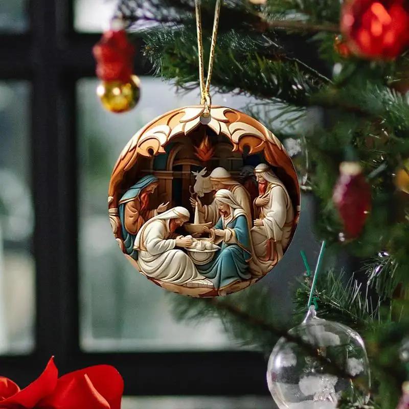 6-pack julkrubba prydnader, julgrans julkrubba hängande prydnader, Jesu födelse dekor för kristen familj
