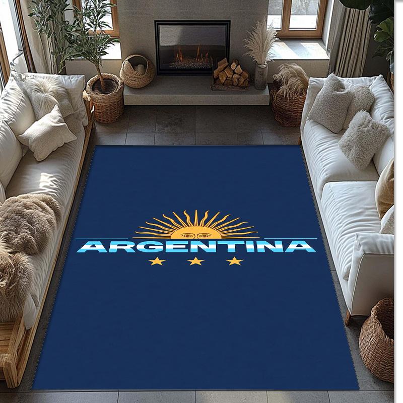 Tappeto in Flanella Stampato Squadra Nazionale di Calcio Argentina Antiscivolo Morbido Poliestere Tappeto per Pavimento Tappetino Decorativo per Interni per Camera da Letto Soggiorno Divano