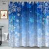 Blue Christmas Shower Curtain, Winter Snowflake Shower Curtains Set with 12 Hooks, Holiday Home Decor Fabric Shower Curtains