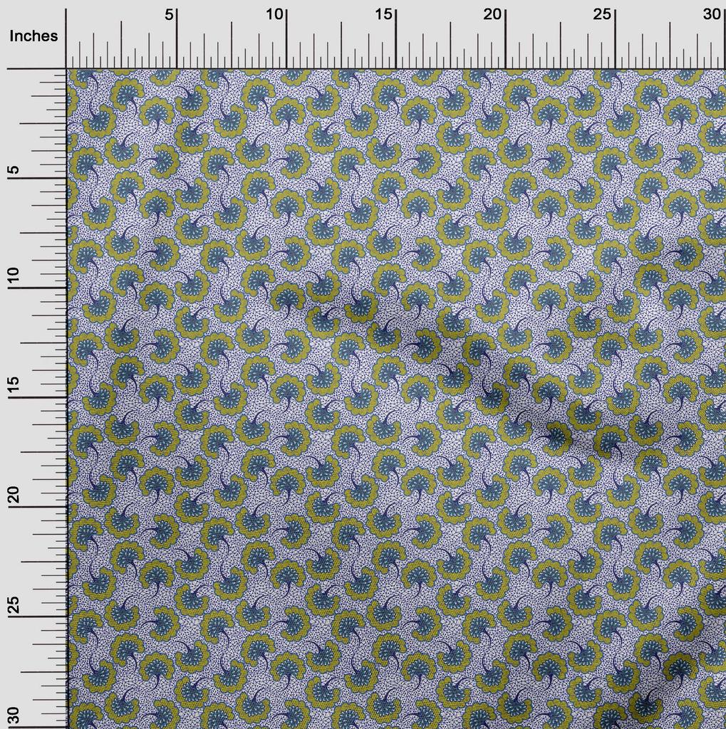 oneOone Cotton Flex Indigo Blue Fabric Asian Japanese Floral DIY Clothing Quilting Fabric Print Fabric by Yard 40 Inch