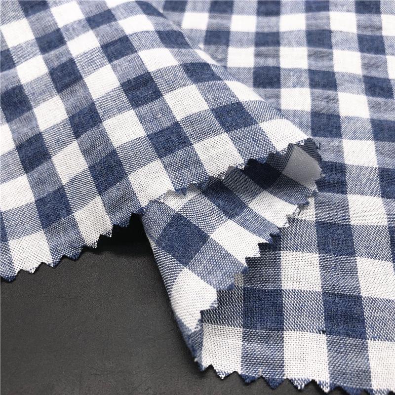 Tessuto Seersucker a Quadri Tinto in Filo di Cotone, Arricciato, 100% Cotone