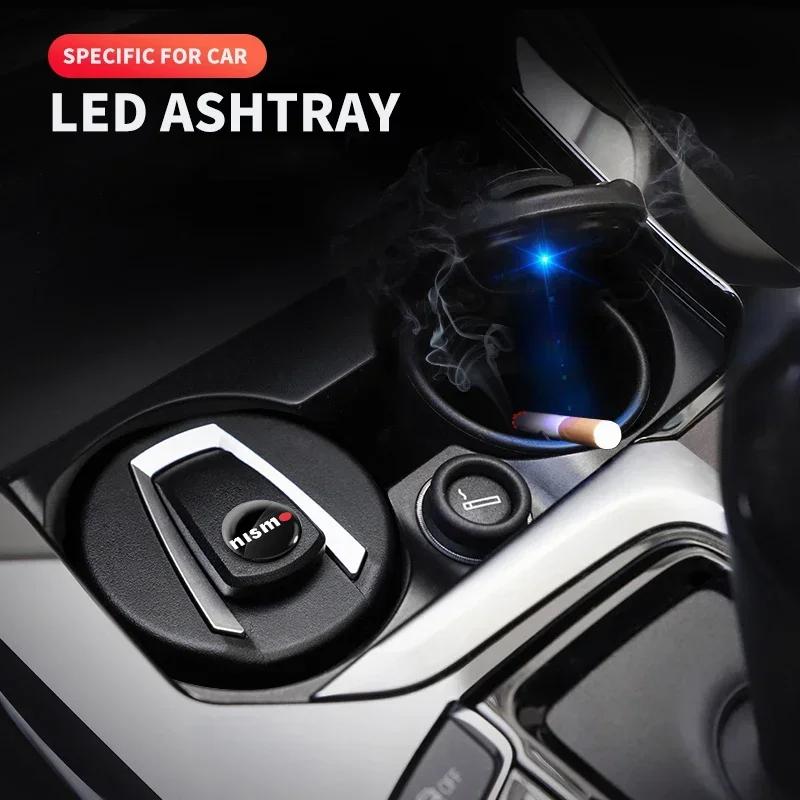 Portable Car LED Ashtray Auto Ashtray Cigarette Ash Holders Cup For Nissan Nismo 350Z 370Z GTR Patrol Juke X-Trail Qashqai
