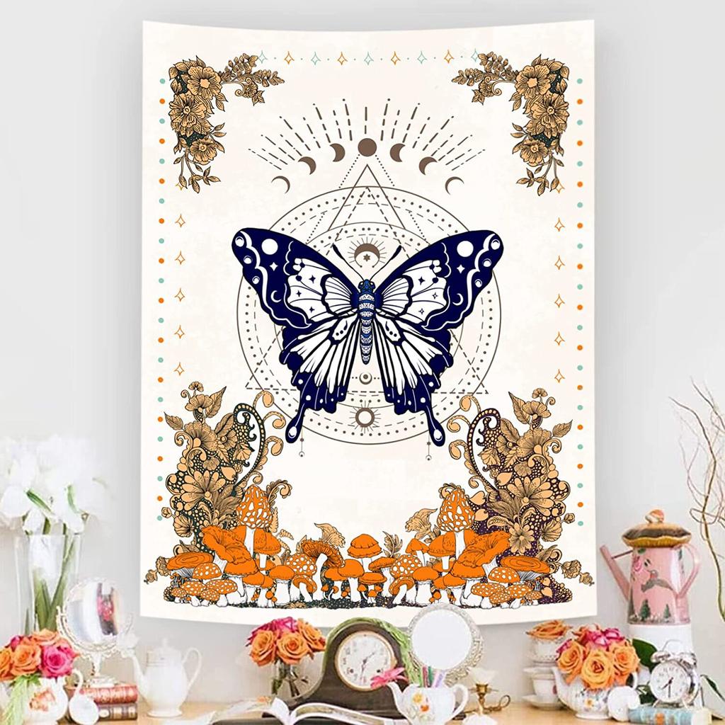 Skull Mushroom Halloween Tapestry Wall Hanging Witchcraft   Hippie  Rug Dorm Decor Psychedelic