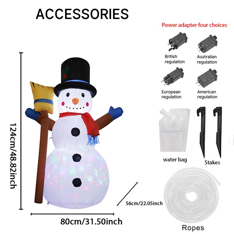 

3,94 фута Надувная игрушка Снеговик Метла Рождественские украшения для двора Светодиодные огни Рождественские принадлежности Домашний декор Орнаменты Праздничные подарки RU