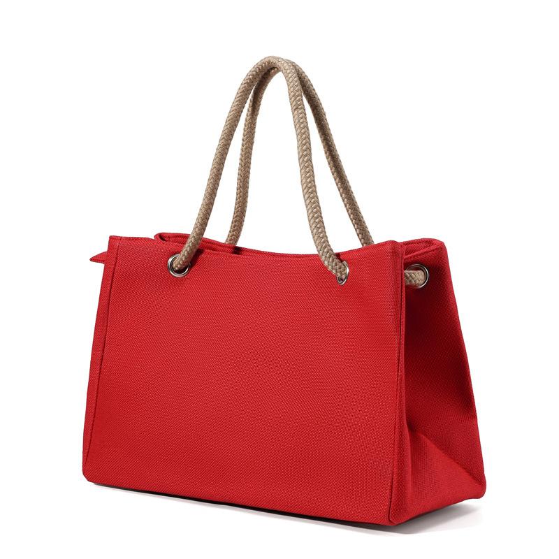 Hot-selling Women's Bags New Linen Shoulder Bags Large Capacity Solid Color Fashion Casual Portable Tote Bags