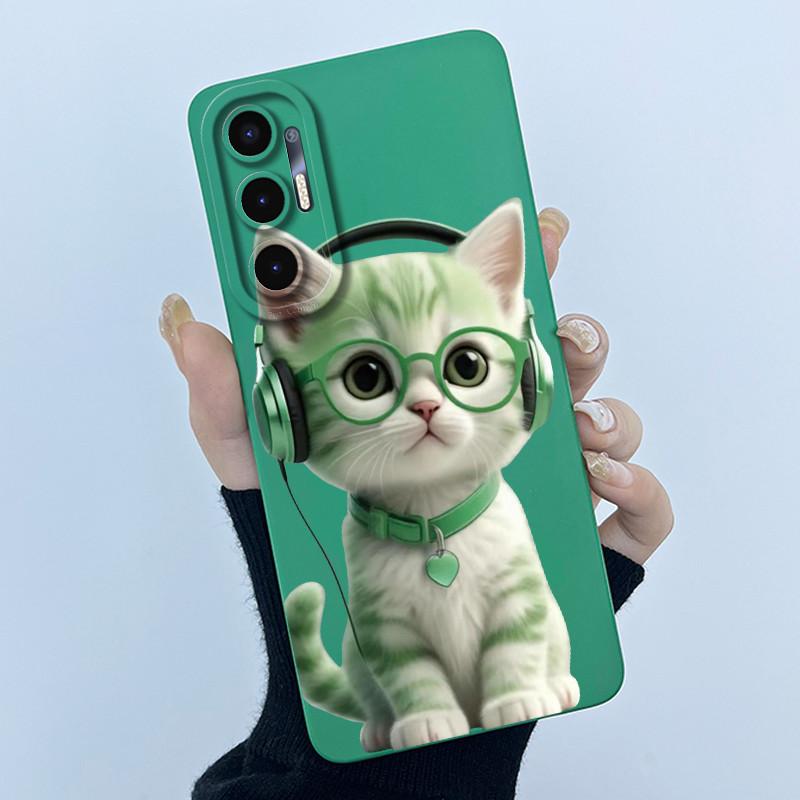 For Tecno Pova 3 Case LF7n Lovely Cartoon Cat Cover Matte Shockproof Soft Silicone Phone Case For Tecno Pova 3 Pova3 Funda 6.9''