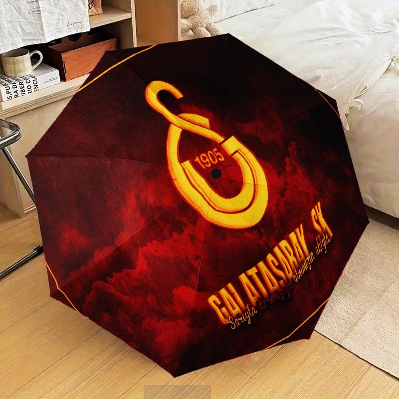 Galatasaray Football Club Automatic Folding Umbrella - 8-Rib Travel Umbrella with Auto Open/Close & Portable Gifts for holidays or birthdays