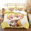 3D Anime Demon Slayer Duvet Cover Sets with Pillow Cover Polyester Teens Kids Bedding Set Full Queen King Size Cartoon Bed Linen