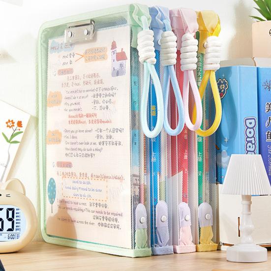 A4 Zipper Pouch File Bag Transparent Document Organizer with Handle Letter Size File Folder for Office School Travel Supplies