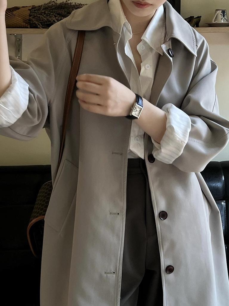 Yan Shuang Women's Korean Style Casual Trench Coat - Autumn Loose Fit Mid-Length Jacket (80861)