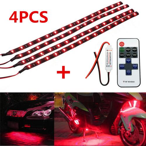 

Универсальный беспроводной пульт дистанционного управления Автомобиль Мотоцикл 4 шт. Красный светодиодный свет Украшение
