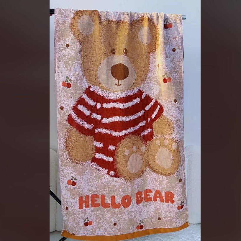 Extra Large Cotton Gauze Cartoon Bath Towel - Soft, Quick-Drying for Adults & Kids