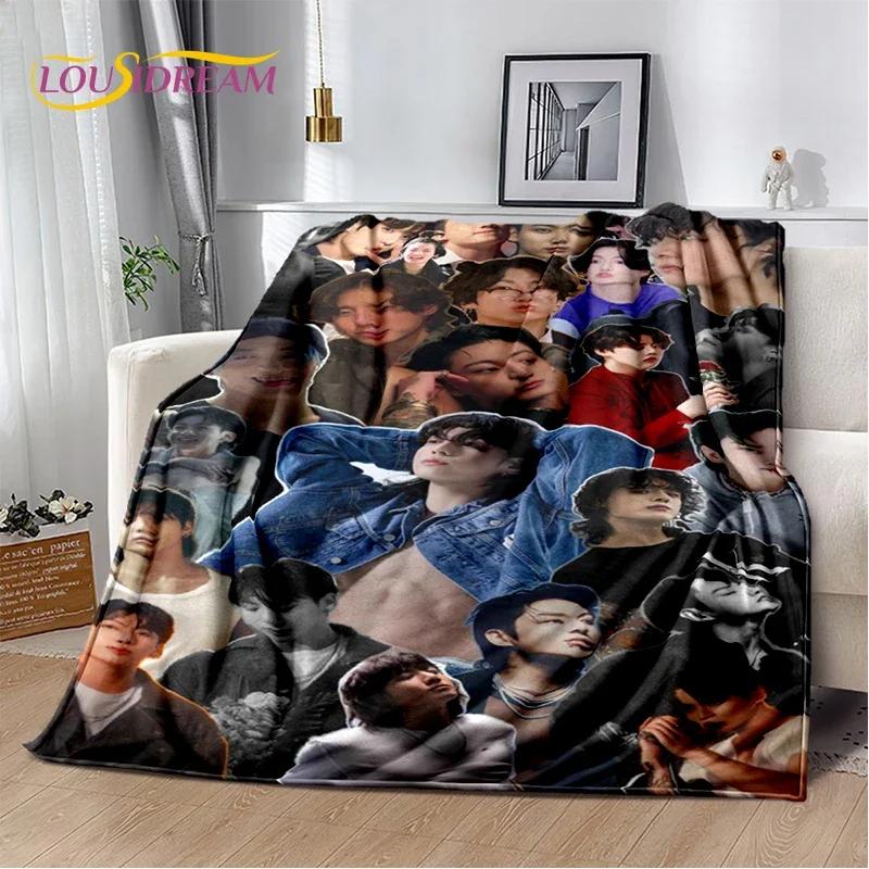 3D Kpop Jeon Jung Kook Jk JIMIN Star Blanket,Soft Throw Blanket for Home Bedroom Bed Sofa Picnic Travel Office Cover Child Gift
