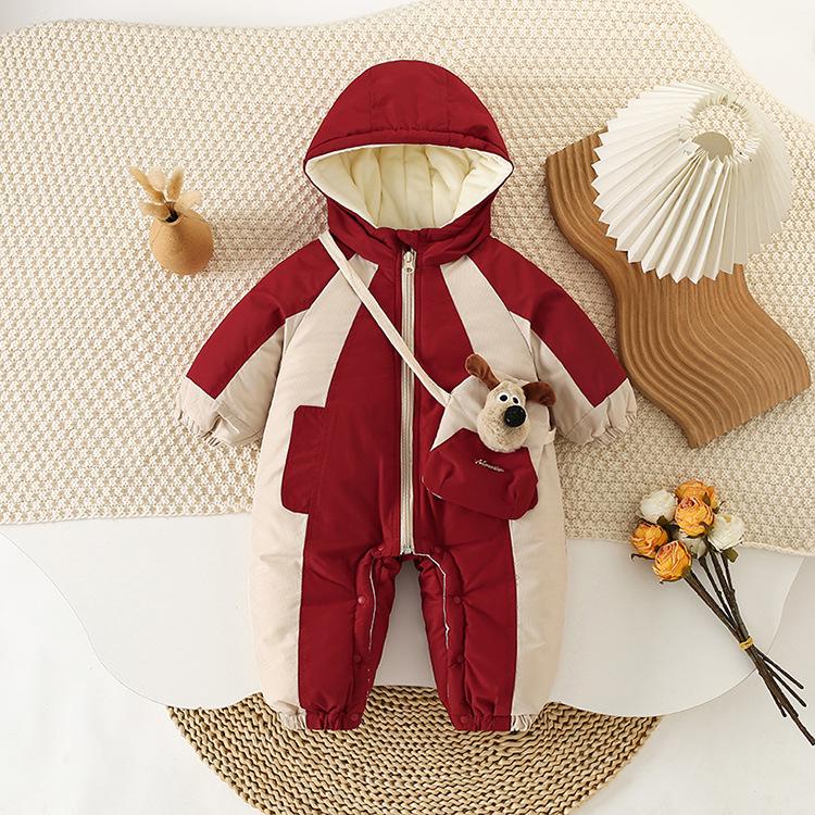 New Autumn & Winter Baby Fleece-Lined Cotton Onesie - Warm, Windproof, Long-Sleeved Romper for Children
