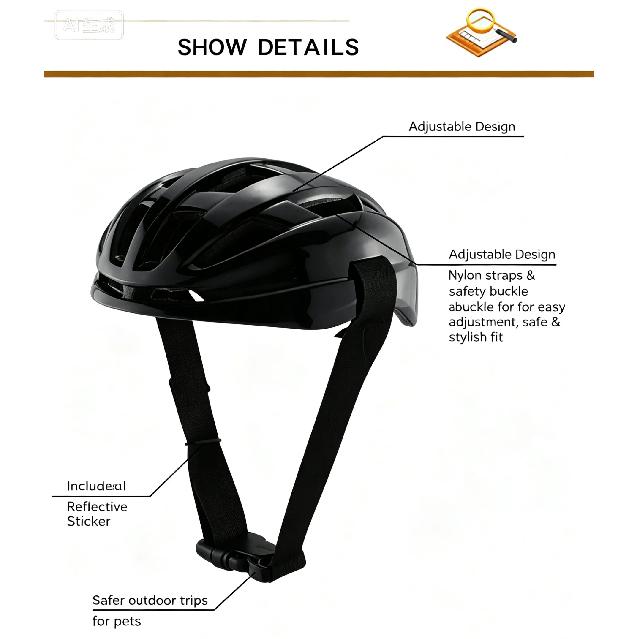 Pet Helmet Dog Helmet for Motorcycle Biking Safety Riding Cap, Adjustable Puppy Kitten Hard Hat with Vents, Breathable Protective Headgear for Small