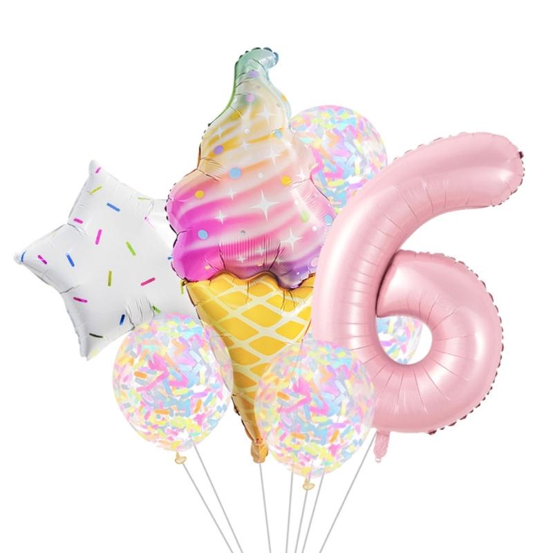 Aluminum Foil Balloons with Star and Ice Cream Designs Easy Inflation for Children Parties and Event