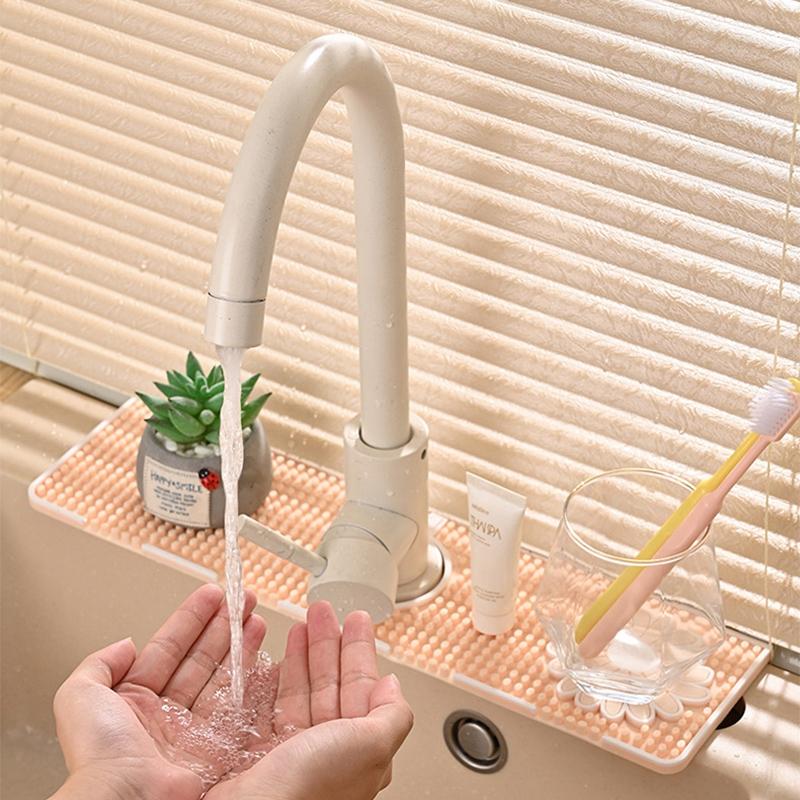 Kitchen Faucet Splash Pad Silicone Drain Pad Sink Washstand Placemat Dish Drying Mat Kitchen Gadgets Supplies Kitchen Home Decor