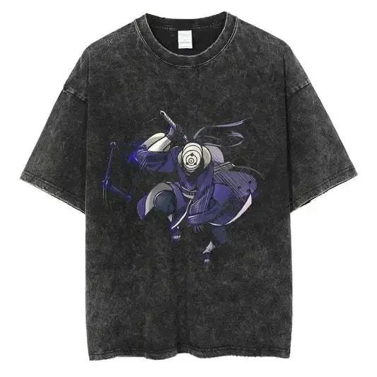 American Tops T-Shirt Ri Short Sleeve T-Shirt Batik Naruto Shirt Wear Man Washed Anime Vintage Style Short