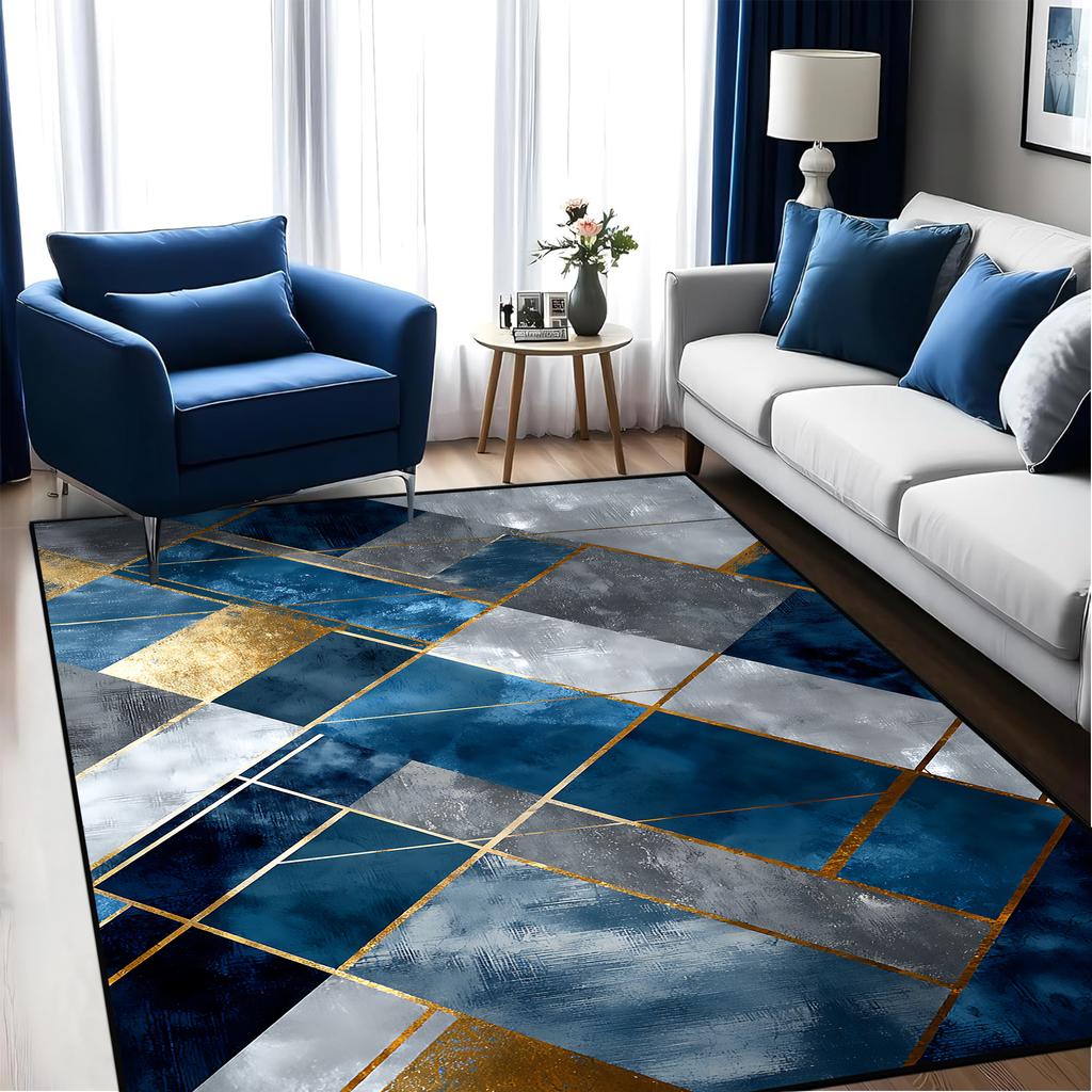 Modern Luxury Geometry Rugs Large Area Carpet Living Room Decoration Non-slip Bedroom Lounge Rug Washable Balcony Kitchen Mat