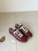 European Red German Training Shoes Women's 2025 Autumn New Leather Flat-bottomed Retro Classic Sports and Leisure Versatile Board Shoes