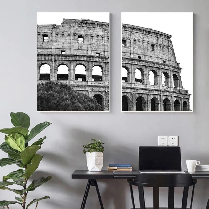 Famous City Tour Red Square Colosseum Landscape Canvas Painting Wall Art Pictures Posters and Prints for Living Room Home Decor No Frame