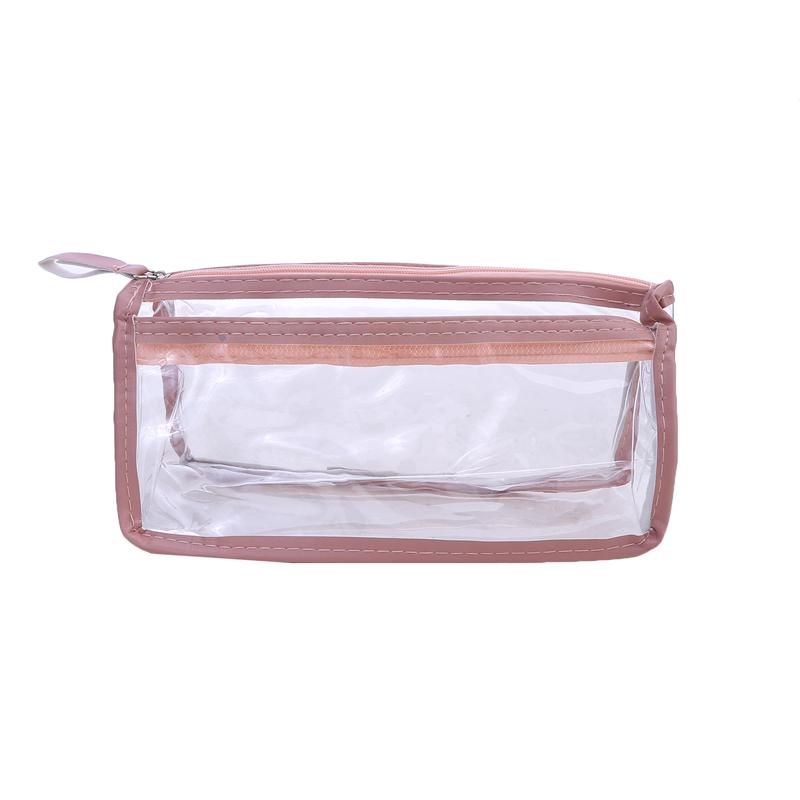 Transparent Double Tier Pencil Case Large Capacity Pen Bag School Study Stationery Office Supplies