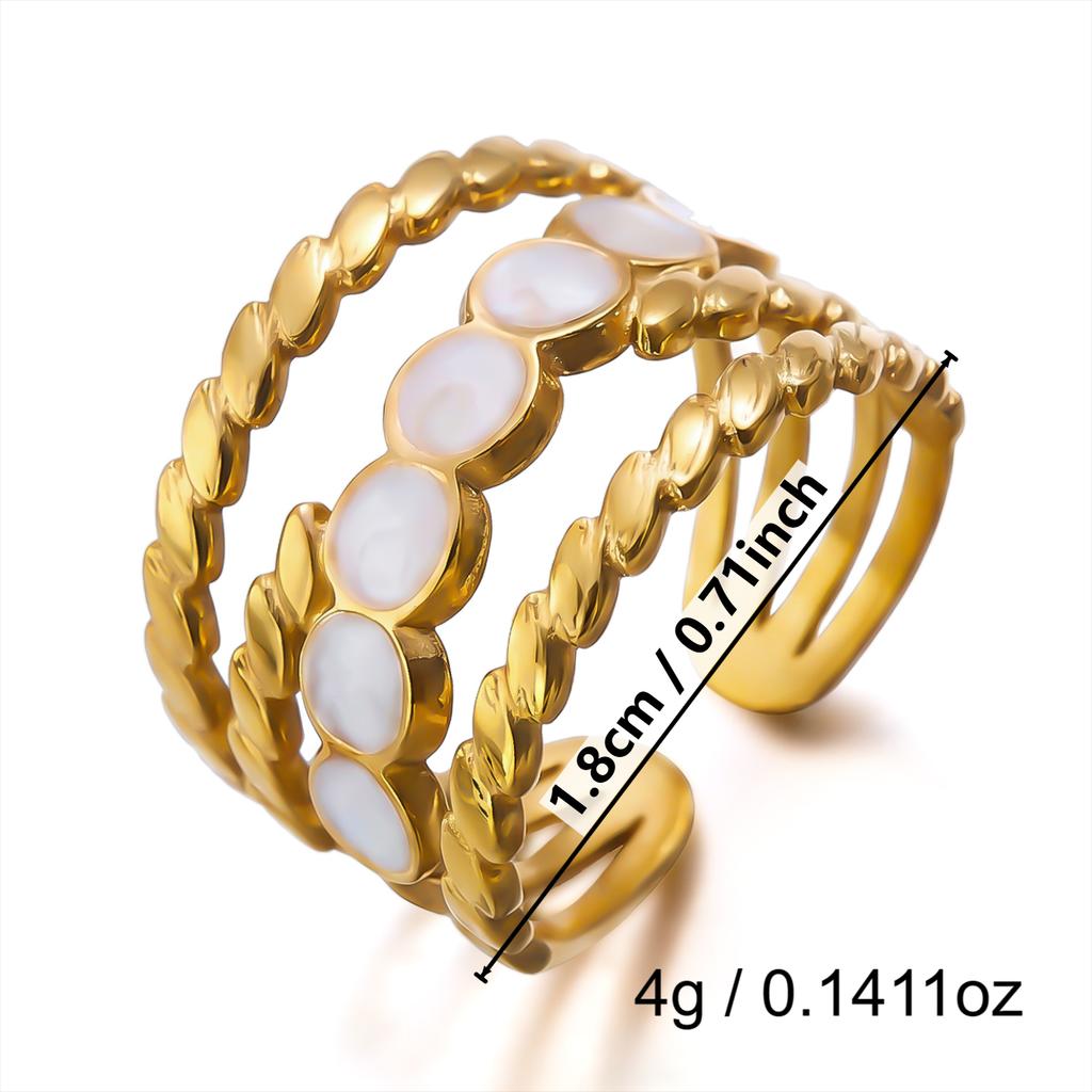 New Design Natural Stone Stainless Steel Rings for Women Men Vintage Geometric Sun Stackable Finger Ring Waterproof Jewelry