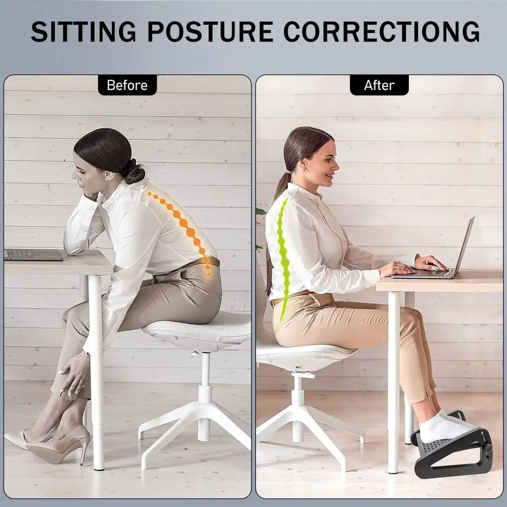 New Under Desk Footrest with Massage Rollers Ergonomic Foot Stool for Home Office Pain Relief and Comfort
