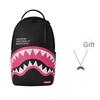 New SPRAYGROUND Shark Mouth PVC Backpacks Men Black/Pink W1035718