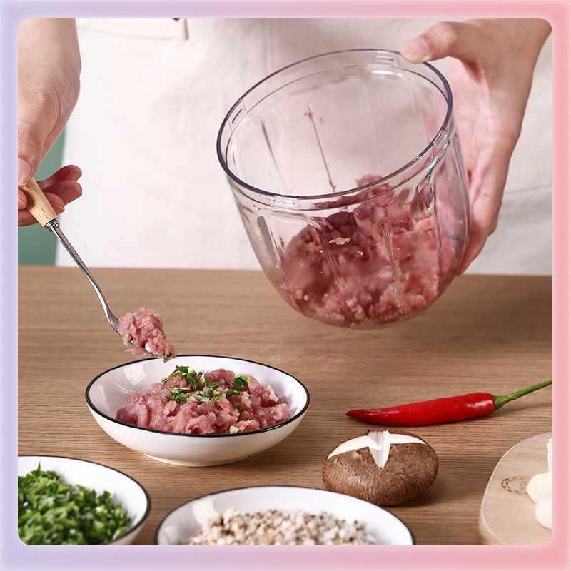 Multi-Function Manual Vegetable and Meat Chopper: Hand-Pull Garlic Mincer, Dumpling Filler, Vegetable Cutter