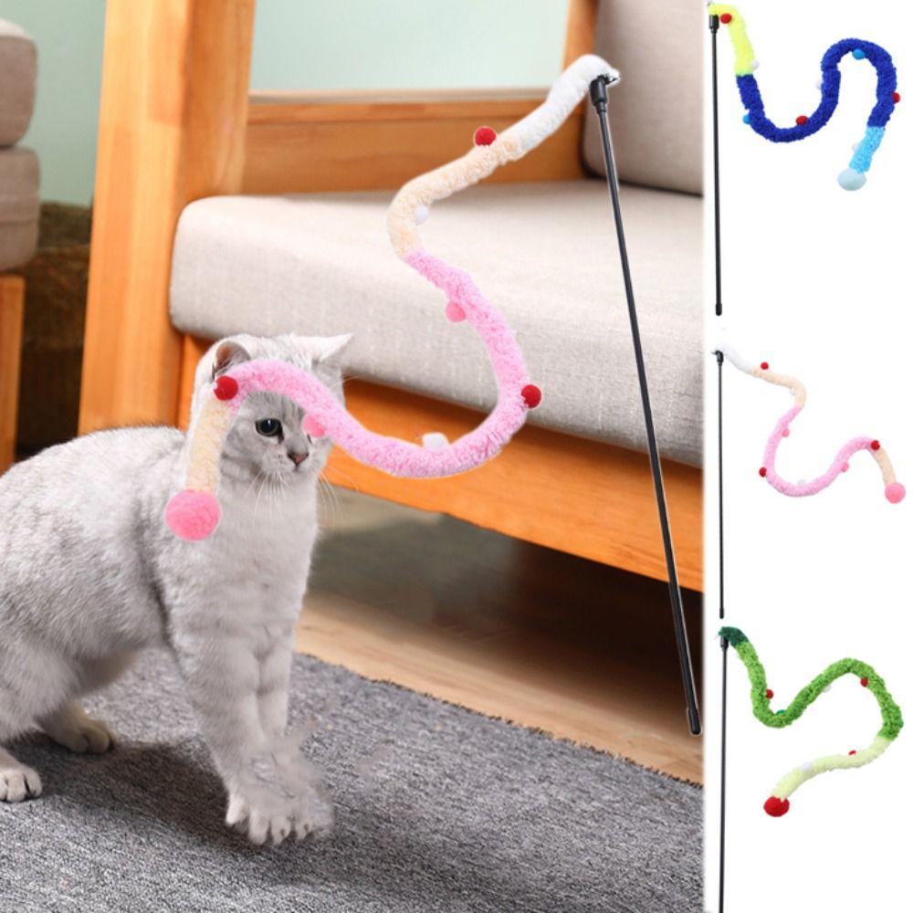 

Soft Cat Plush Teaser Rod Plush/Plastic Cat Play Toy Relieve Boredom розовый