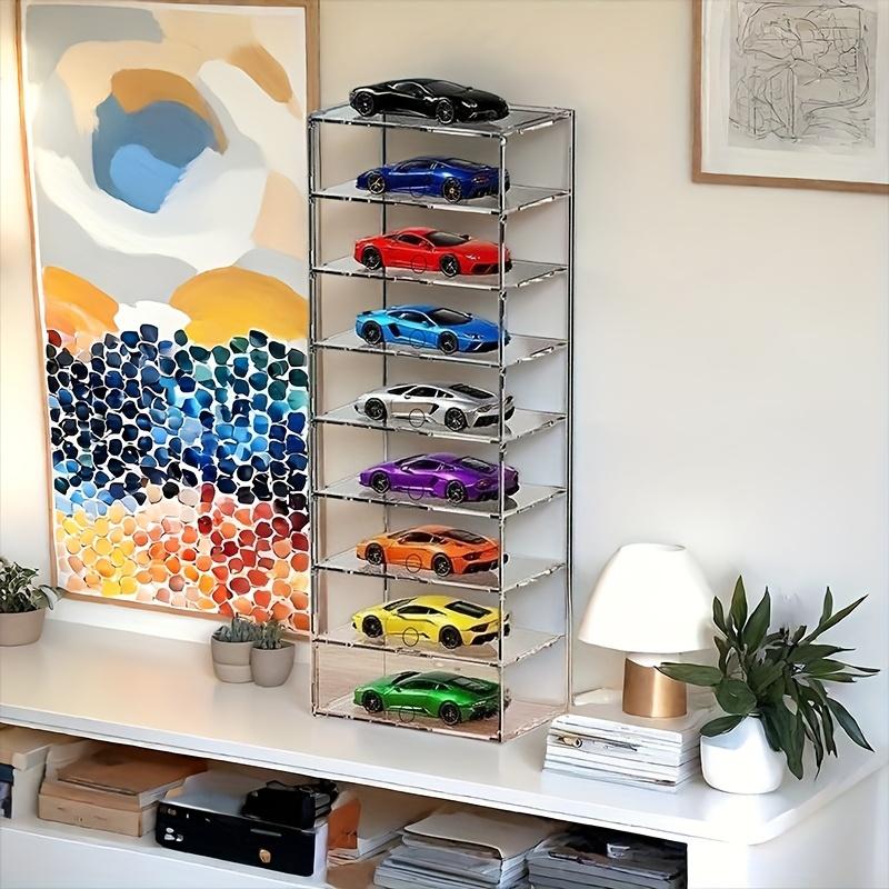PGY Acryl 8-stufiger Modellauto-Ausstellungsständer mit Klappdeckel Rennwagenmodelle Sammlervitrine Actionfiguren-Displayboxen